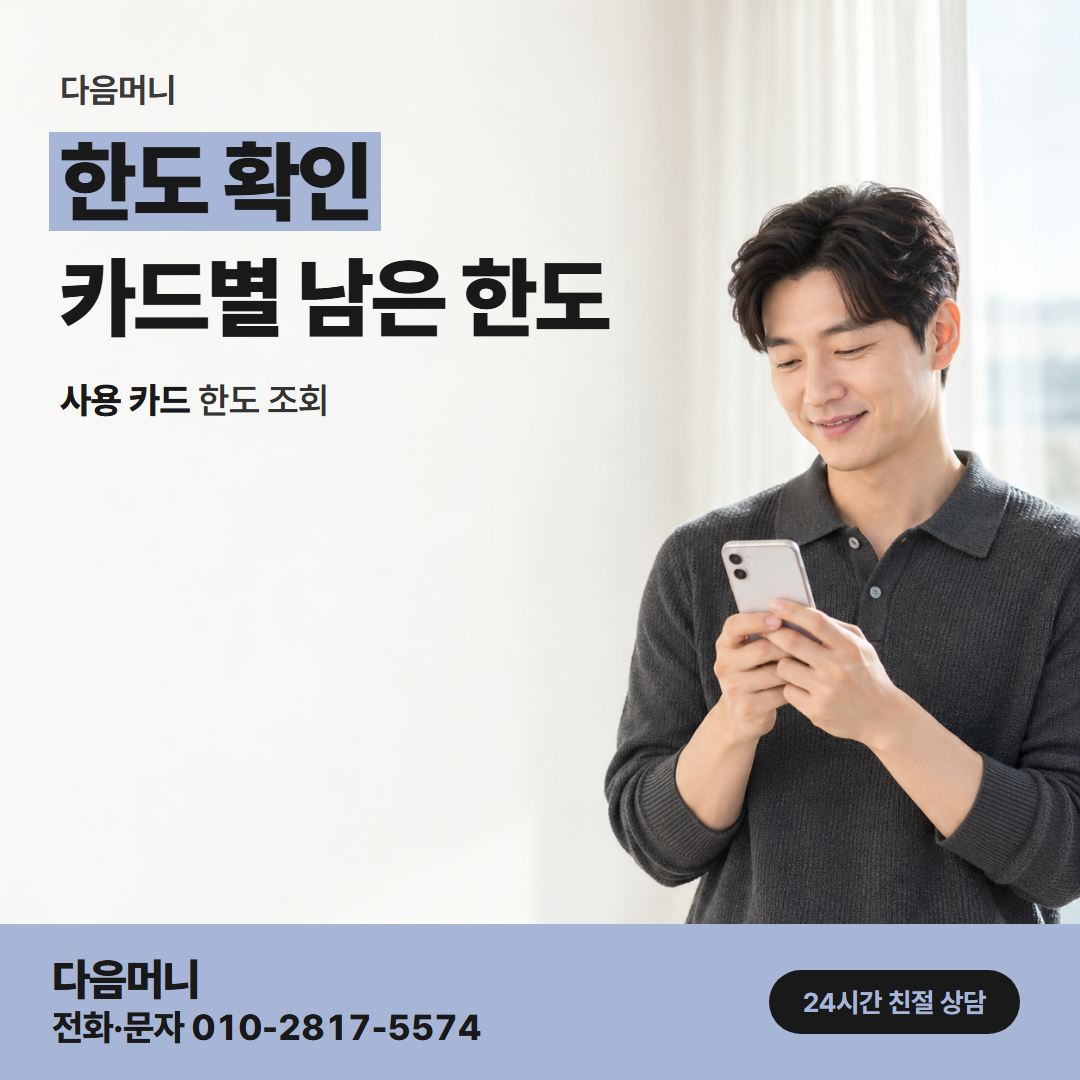 다음머니 상무카드깡 카드사가 정한 남은 한도